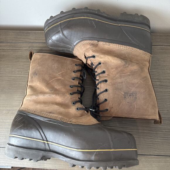 SOREL CHIEFTAIN WINTER BOOTS BROWN LEATHER SIZE 11 CANADA MADE HEAVY INSULATED - Picture 5 of 8